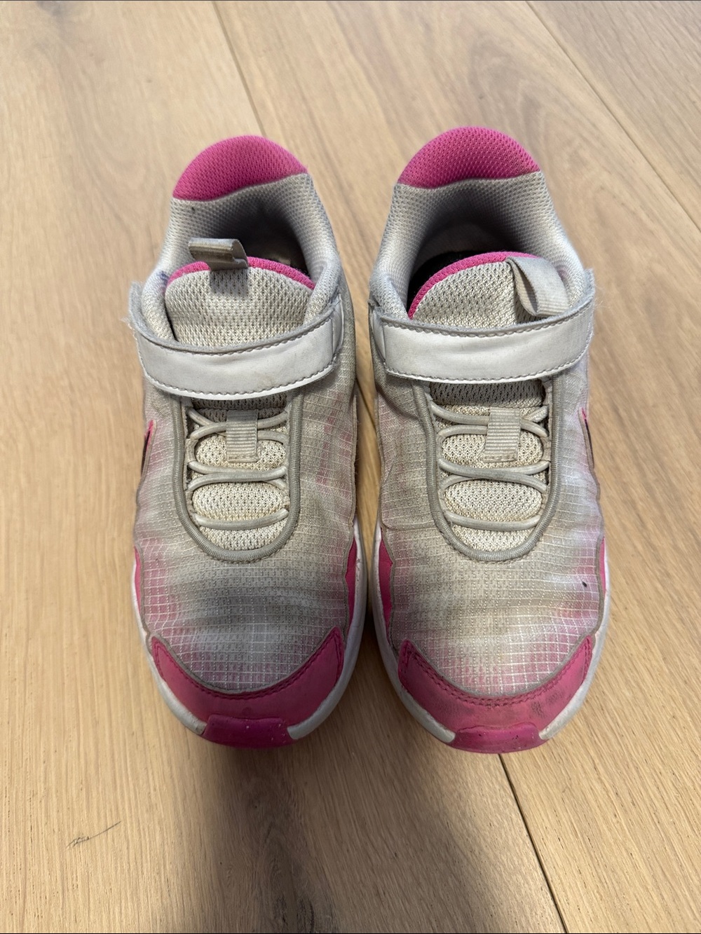 Nike Kids White and Pink Velcro Sneakers
